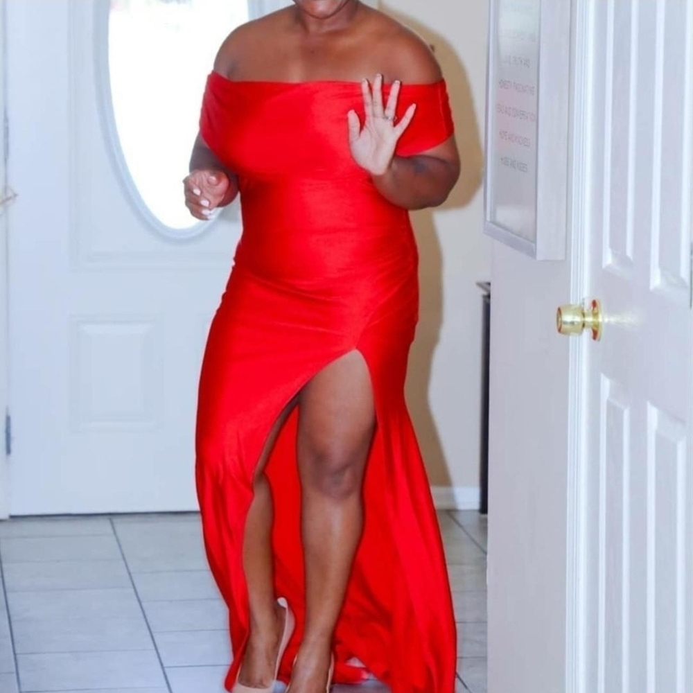 Elegant Red Off-Shoulder Dress